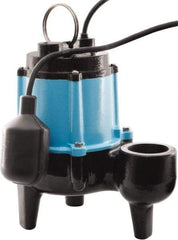 Little Giant Pumps - 1/2 hp, 9.5 Amp Rating, 115 Volts, Piggyback Mechanical Float Operation, Sewage Pump - 1 Phase, Cast Iron Housing - Exact Industrial Supply