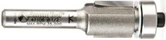 Amana Tool - 1/2" Cut Diam, 1/2" Length of Cut, 2 Flute Flush Trim Edge Profile Router Bit - Carbide-Tipped, 1/4" Shank Diam, 2-1/4" OAL, Uncoated - Exact Industrial Supply