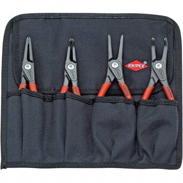 Knipex - 4 Piece Snap Ring Plier Set - Comes in Tool Roll - Exact Industrial Supply