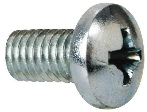 Value Collection - #10-32 UNF Thread, 3/8" Length Under Head, Phillips Drive Steel Thread Cutting Screw - Pan Head, Grade 2, Point Type F, Zinc-Plated Finish - Exact Industrial Supply