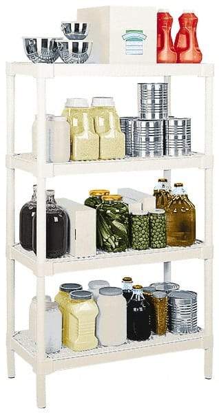 Continental - 56" High x 36" Wide x 18" Deep, 4 Shelf Ventilated Structural Open Plastic Shelving with Legs - Oyster, 150 Lb Capacity - Exact Industrial Supply