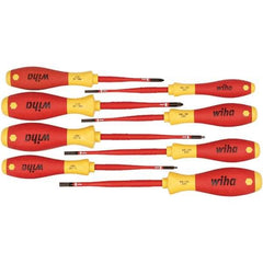 Wiha - 8 Piece Slotted, Phillips & Square Screwdriver Set - Bit Sizes: Philips #1 & #2, Comes in Box - Exact Industrial Supply