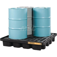 Justrite - Spill Pallets, Platforms, Sumps & Basins; Type: EcoPolyBlend? DrumSheds? ; Number of Drums: 4 ; Sump Capacity (Gal.): 79.00 ; Load Capacity (Lb.): 2500.000 ; Material: Polyethylene ; Height (Inch): 9 - Exact Industrial Supply
