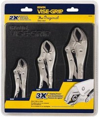 Irwin - 3 Piece Locking Plier Set - Comes in Tray - Exact Industrial Supply