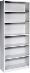 Hon - 6 Shelf, 81-1/8" High x 34-1/2" Wide Bookcase - 15-5/8" Deep, Steel, Light Gray - Exact Industrial Supply