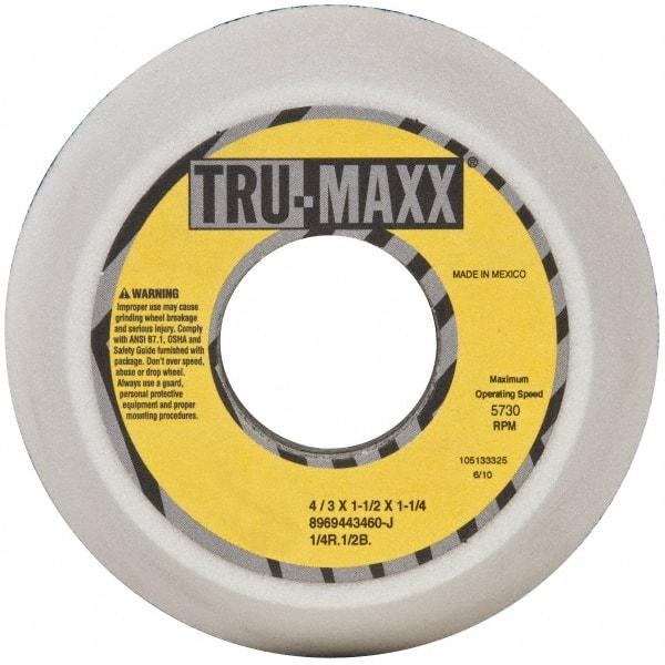 Tru-Maxx - 4" Diam, 1-1/4" Hole Size, 1-1/2" Overall Thickness, 60 Grit, Type 11 Tool & Cutter Grinding Wheel - Medium Grade, Aluminum Oxide, J Hardness, 5,730 RPM - Exact Industrial Supply