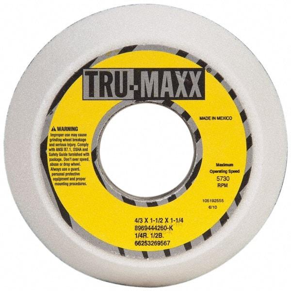 Tru-Maxx - 4" Diam, 1-1/4" Hole Size, 1-1/2" Overall Thickness, 60 Grit, Type 11 Tool & Cutter Grinding Wheel - Medium Grade, Aluminum Oxide, K Hardness, 5,730 RPM - Exact Industrial Supply