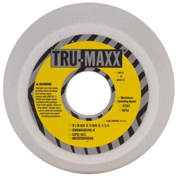 Tru-Maxx - 5" Diam, 1-3/4" Hole Size, 1-3/4" Overall Thickness, 46 Grit, Type 11 Tool & Cutter Grinding Wheel - Coarse Grade, Aluminum Oxide, K Hardness, 4,585 RPM - Exact Industrial Supply