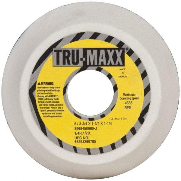 Tru-Maxx - 5" Diam, 1-3/4" Hole Size, 1-3/4" Overall Thickness, 80 Grit, Type 11 Tool & Cutter Grinding Wheel - Medium Grade, Aluminum Oxide, J Hardness, 4,585 RPM - Exact Industrial Supply