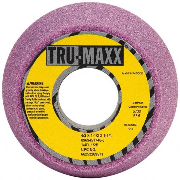 Tru-Maxx - 4" Diam, 1-1/4" Hole Size, 1-3/4" Overall Thickness, 46 Grit, Type 11 Tool & Cutter Grinding Wheel - Coarse Grade, Aluminum Oxide, J Hardness, 5,730 RPM - Exact Industrial Supply
