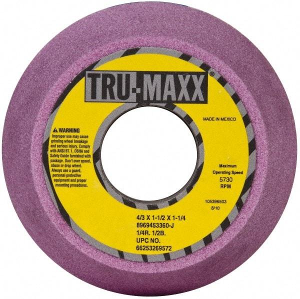 Tru-Maxx - 4" Diam, 1-1/4" Hole Size, 1-3/4" Overall Thickness, 60 Grit, Type 11 Tool & Cutter Grinding Wheel - Medium Grade, Aluminum Oxide, J Hardness, 5,730 RPM - Exact Industrial Supply