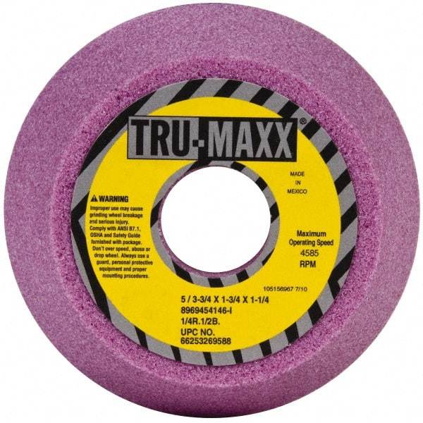 Tru-Maxx - 5" Diam, 1-1/4" Hole Size, 1-3/4" Overall Thickness, 46 Grit, Type 11 Tool & Cutter Grinding Wheel - Coarse Grade, Aluminum Oxide, I Hardness, 4,585 RPM - Exact Industrial Supply