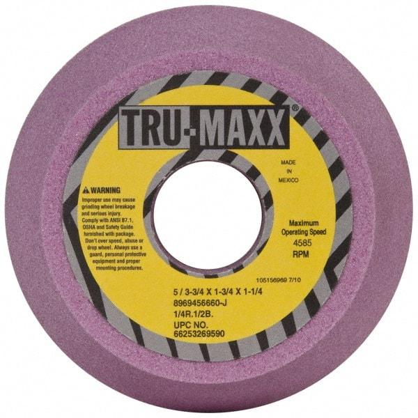 Tru-Maxx - 5" Diam, 1-1/4" Hole Size, 1-3/4" Overall Thickness, 60 Grit, Type 11 Tool & Cutter Grinding Wheel - Medium Grade, Aluminum Oxide, J Hardness, 4,585 RPM - Exact Industrial Supply