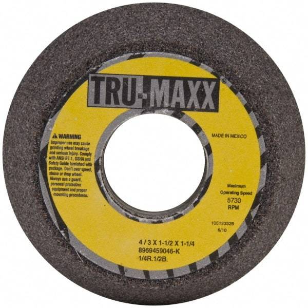 Tru-Maxx - 4" Diam, 1-1/4" Hole Size, 1-1/2" Overall Thickness, 46 Grit, Type 11 Tool & Cutter Grinding Wheel - Coarse Grade, Aluminum Oxide, K Hardness, 5,730 RPM - Exact Industrial Supply