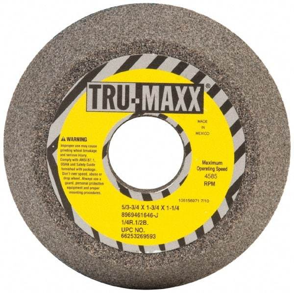 Tru-Maxx - 5" Diam, 1-1/4" Hole Size, 1-3/4" Overall Thickness, 46 Grit, Type 11 Tool & Cutter Grinding Wheel - Coarse Grade, Aluminum Oxide, J Hardness, 4,585 RPM - Exact Industrial Supply