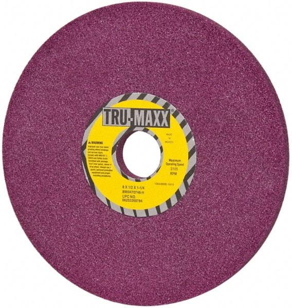 Tru-Maxx - 8" Diam x 1-1/4" Hole x 1/2" Thick, H Hardness, 46 Grit Surface Grinding Wheel - Aluminum Oxide, Type 1, Coarse Grade, 3,105 Max RPM, No Recess - Exact Industrial Supply