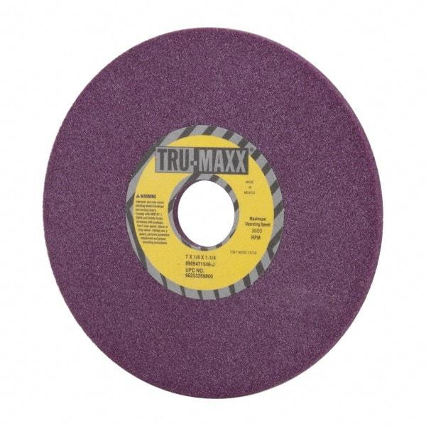 Tru-Maxx - 7" Diam x 1-1/4" Hole x 1/4" Thick, J Hardness, 46 Grit Surface Grinding Wheel - Aluminum Oxide, Type 1, Coarse Grade, 3,600 Max RPM, No Recess - Exact Industrial Supply