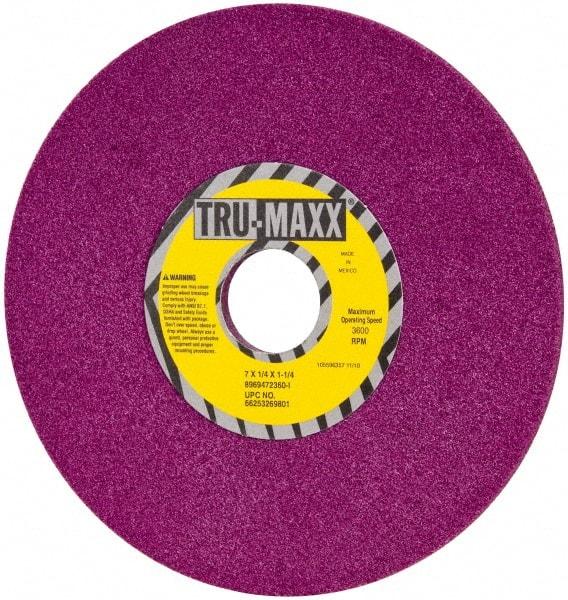 Tru-Maxx - 7" Diam x 1-1/4" Hole x 1/4" Thick, I Hardness, 60 Grit Surface Grinding Wheel - Aluminum Oxide, Type 1, Medium Grade, 3,600 Max RPM, No Recess - Exact Industrial Supply