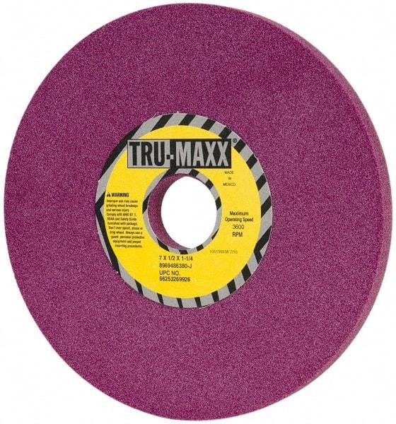 Tru-Maxx - 7" Diam x 1-1/4" Hole x 1/2" Thick, J Hardness, 80 Grit Surface Grinding Wheel - Aluminum Oxide, Type 1, Medium Grade, 3,600 Max RPM, No Recess - Exact Industrial Supply