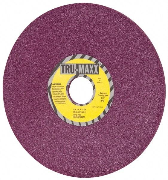 Tru-Maxx - 8" Diam x 1-1/4" Hole x 1/4" Thick, J Hardness, 46 Grit Surface Grinding Wheel - Aluminum Oxide, Type 1, Coarse Grade, 3,600 Max RPM, No Recess - Exact Industrial Supply