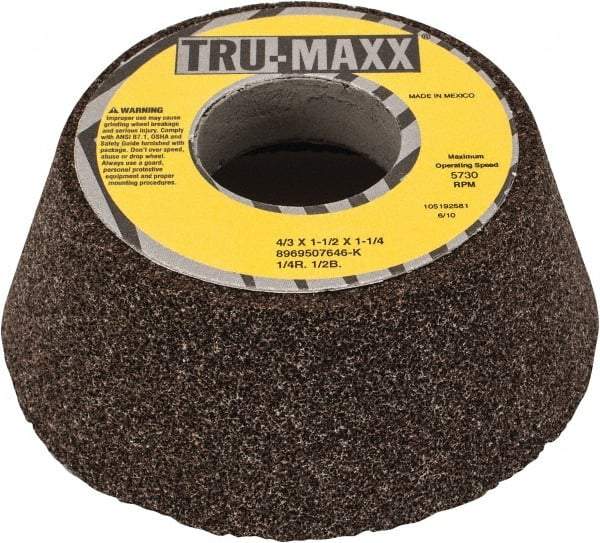 Tru-Maxx - 4" Diam, 1-1/4" Hole Size, 1-1/2" Overall Thickness, 46 Grit, Type 11 Tool & Cutter Grinding Wheel - Coarse Grade, Aluminum Oxide, K Hardness, 5,730 RPM - Exact Industrial Supply
