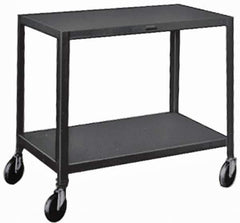 Made in USA - 500 Lb Capacity, 18" Wide x 30" Long x 34-1/2" High Service Cart - 2 Shelf, Steel, Swivel Casters - Exact Industrial Supply