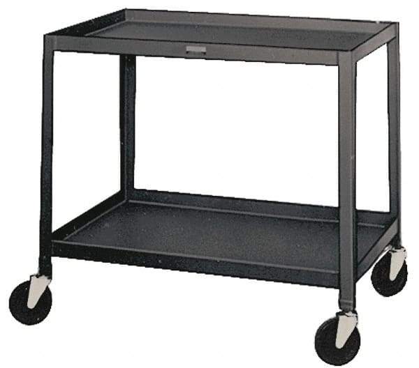 Made in USA - 500 Lb Capacity, 24" Wide x 36" Long x 34-1/2" High Service Cart - 2 Shelf, Steel, Swivel Casters - Exact Industrial Supply