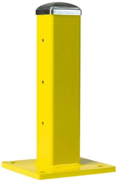 Steel King - Double 42 Inch High Corner Steel Guard Rail Mount Post - Yellow, 10 Inch Mounted Length x 10 Inch Mounted Width For Use with Steel King Railing - Exact Industrial Supply