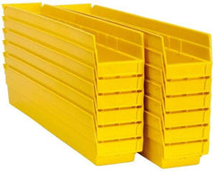 Akro-Mils - 23-5/8" Deep, Yellow Hopper Shelf Bin - 4" High x 4-1/8" Wide x 23-5/8" Long - Exact Industrial Supply