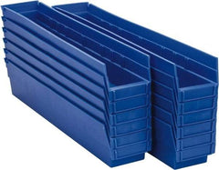 Akro-Mils - 23-5/8" Deep, Blue Hopper Shelf Bin - 4" High x 4-1/8" Wide x 23-5/8" Long - Exact Industrial Supply