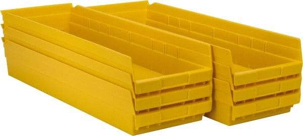 Akro-Mils - 23-5/8" Deep, Yellow Hopper Shelf Bin - 4" High x 8-3/8" Wide x 23-5/8" Long - Exact Industrial Supply