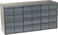 Durham - 24 Drawer, Small Parts Steel Storage Cabinet - 11-3/4" Deep x 33-3/4" Wide x 17" High - Exact Industrial Supply