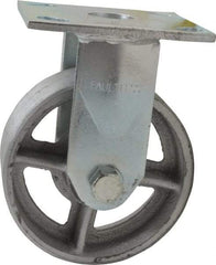 Albion - 5" Diam x 2" Wide x 6-1/2" OAH Top Plate Mount Rigid Caster - Semi-Steel, 900 Lb Capacity, Roller Bearing, 4 x 4-1/2" Plate - Exact Industrial Supply