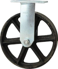 Albion - 8" Diam x 2" Wide x 9-1/2" OAH Top Plate Mount Rigid Caster - Semi-Steel, 1,050 Lb Capacity, Roller Bearing, 4 x 4-1/2" Plate - Exact Industrial Supply