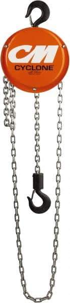 CM - 1,000 Lb Lifting Capacity, 8' Lift Height, Hand Hoist - Made from Chain, 22-1/2' Overhaul to Lift 1', 46 Lb Avg Pull to Lift Rated Load, 1 Chain - Exact Industrial Supply
