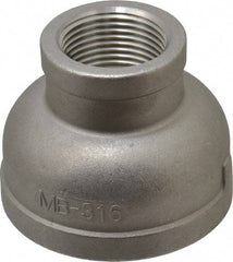 Merit Brass - 2 x 1" Grade 316 Stainless Steel Pipe Reducer Coupling - FNPT x FNPT End Connections, 150 psi - Exact Industrial Supply
