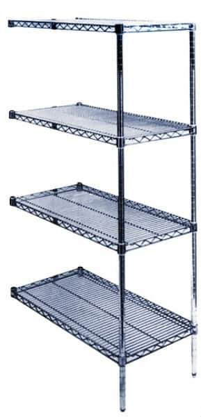 Value Collection - 4 Shelf Wire Shelving Unit - 48" Wide x 24" Deep x 63" High, - Exact Industrial Supply