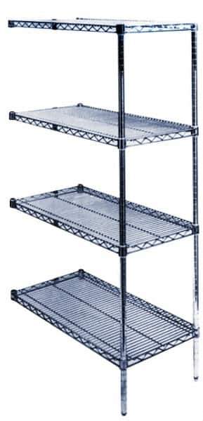 Value Collection - 4 Shelf Wire Shelving Unit - 36" Wide x 24" Deep x 74" High, - Exact Industrial Supply