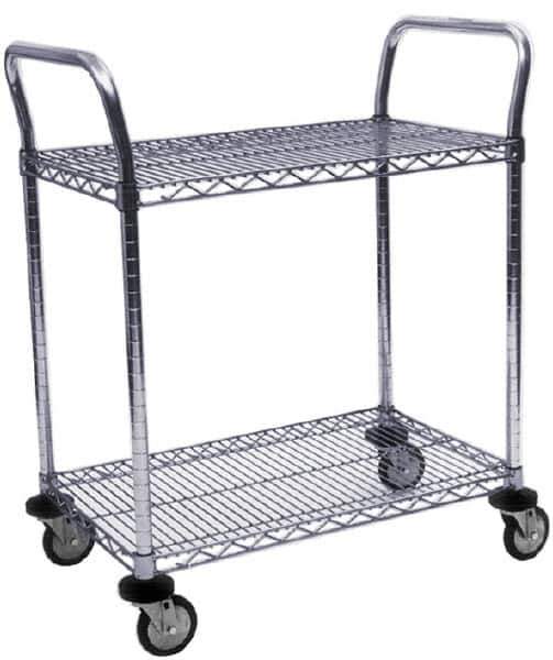 Value Collection - 800 Lb Capacity, 18" Wide x 48" Long x 39" High Wire Cart - 2 Shelf, Steel, Swivel Casters - Exact Industrial Supply