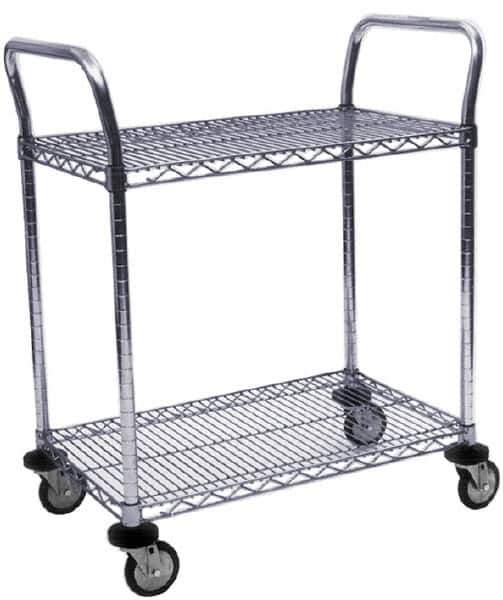 Value Collection - 800 Lb Capacity, 24" Wide x 36" Long x 39" High Wire Cart - 2 Shelf, Steel, Swivel Casters - Exact Industrial Supply