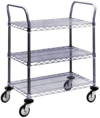 Value Collection - 600 Lb Capacity, 18" Wide x 60" Long x 39" High Wire Cart - 3 Shelf, Steel, Swivel Casters - Exact Industrial Supply