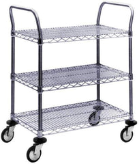 Value Collection - 800 Lb Capacity, 24" Wide x 42" Long x 39" High Wire Cart - 3 Shelf, Steel, Swivel Casters - Exact Industrial Supply