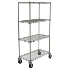 Metro - 600 Lb Capacity 4 Shelf Mobile Wire Shelving Unit - Add-On Unit - Exact Industrial Supply