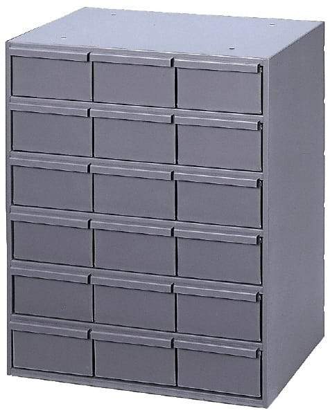 Durham - 18 Drawer, Small Parts Steel Storage Cabinet - 11-5/8" Deep x 17-1/4" Wide x 21-1/4" High - Exact Industrial Supply