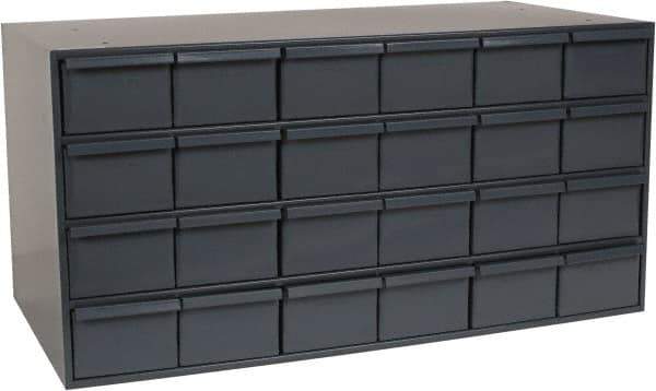 Durham - 24 Drawer, Small Parts Steel Storage Cabinet - 17-1/4" Deep x 33-3/4" Wide x 17" High - Exact Industrial Supply