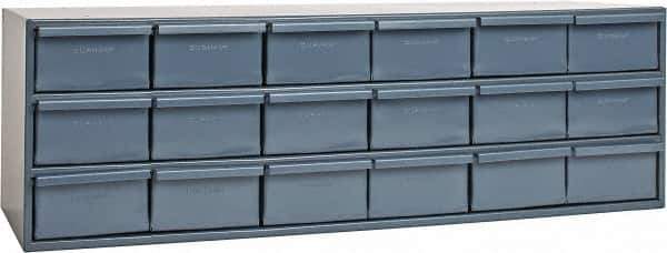 Durham - 18 Drawer, Small Parts Steel Storage Cabinet - 11-5/8" Deep x 33-3/4" Wide x 10-7/8" High - Exact Industrial Supply