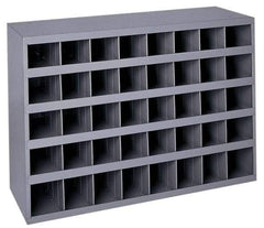 Durham - 40 Bin Bin Shelving Unit with Openings - 33-3/4 Inch Overall Width x 8-1/2 Inch Overall Depth x 22-1/4 Inch Overall Height, Gray Steel Bins - Exact Industrial Supply