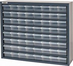 Durham - 64 Drawer, Small Parts Steel Storage Cabinet w/Plastic Drawers - 6-3/8" Deep x 25-7/8" Wide x 21-3/8" High - Exact Industrial Supply