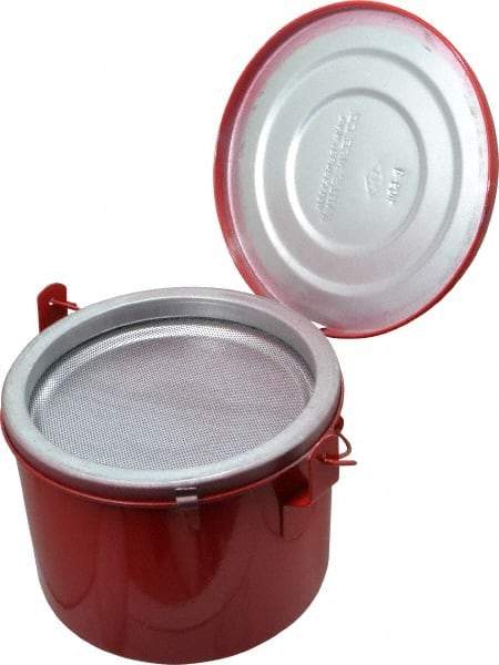 Eagle - 4 Quart Capacity, Coated Steel, Red Bench Can - 6-1/2 Inch High x 8 Inch Diameter, 2-1/2 Inch Dasher Diameter - Exact Industrial Supply