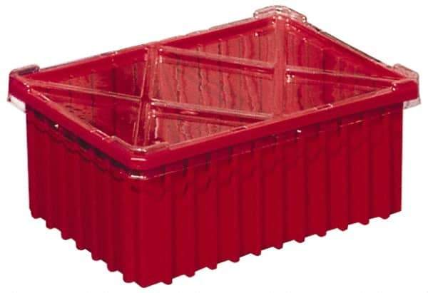 Akro-Mils - 0.59 Cu Ft, 40 Lb Load Capacity Red Polypropylene Dividable Container - Stacking, 16-1/2" Long x 10.9" Wide x 8" High - Exact Industrial Supply